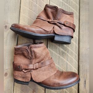 Miz Mooz Art Semour Chestnut Leather Upper Boots Sz 38